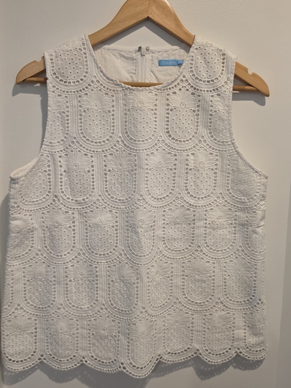J. McLaughlin Leanna White Eyelet Lace Shell Blouse NWT Size M